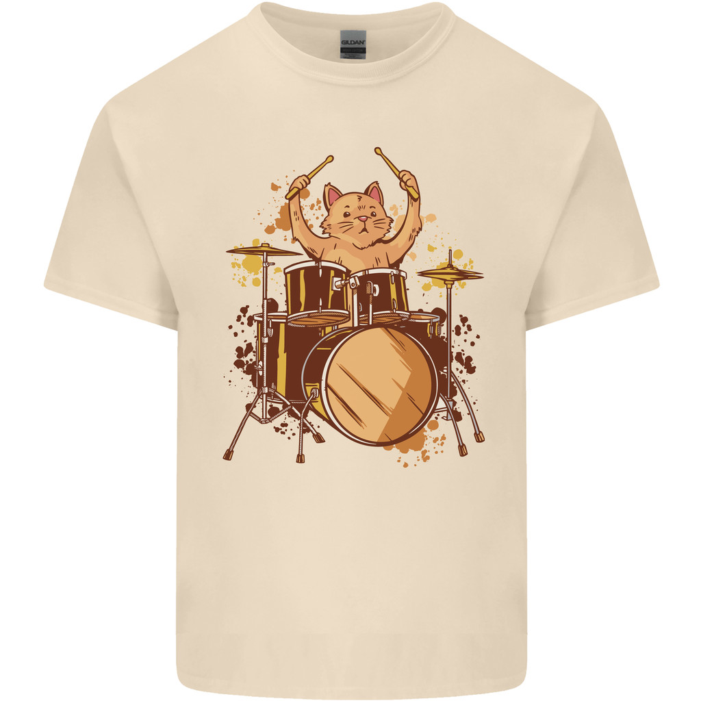 Kaos Pria Drummer Drum Kucing