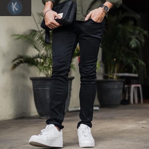 Celana Jeans Pull&Bear Full Black Pria Pullandbear Pull & Bear Hitam Wawanstore62