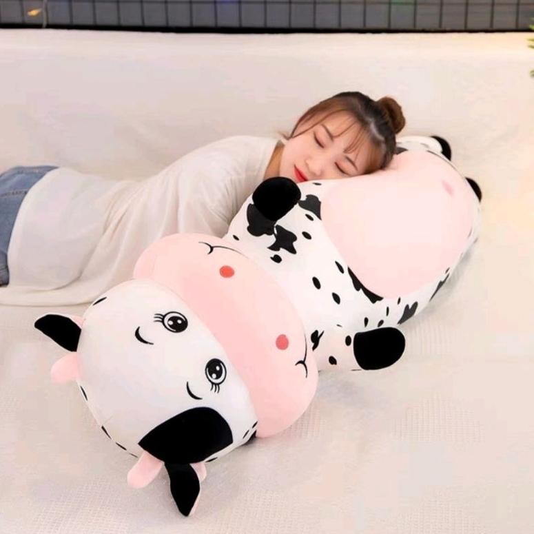 LKJ Boneka Guling Sapi 80cm Bahan Plush Import Guling Boneka Sapi 50cm Lembut Halus