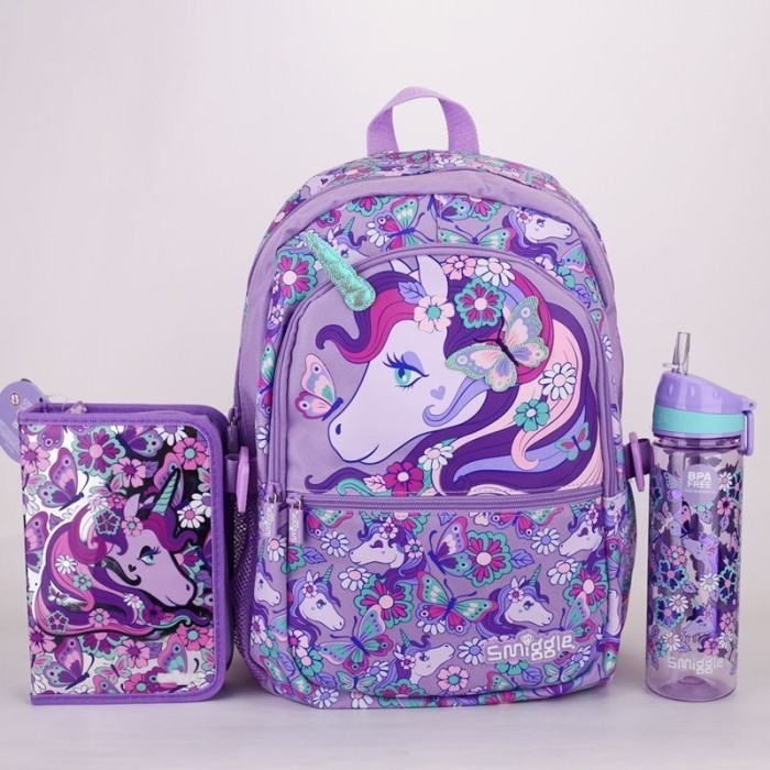 tas smiggle hi there unicorn violet backpack