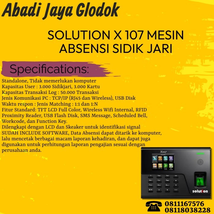 Solution X 107 Mesin Absensi Sidik Jari