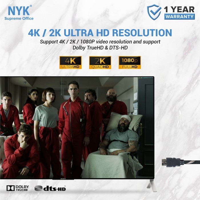 Kabel NYK Cable HDMI 3D 19+1 Ethernet