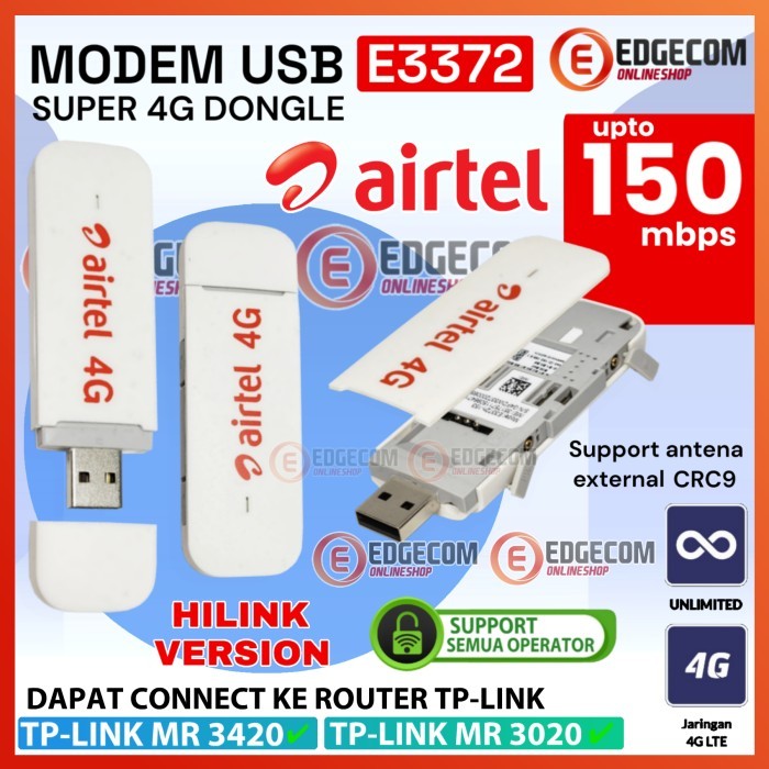 Modem USB AIRTEL E3372 4G LTE Support All Operator