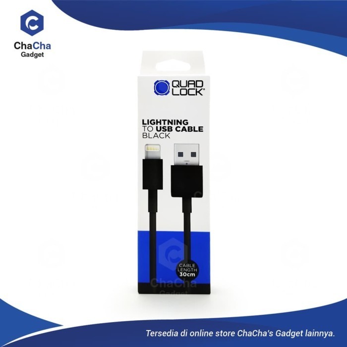 Quad Lock Apple iPhone iPad Lightning to USB Cable 20cm Black