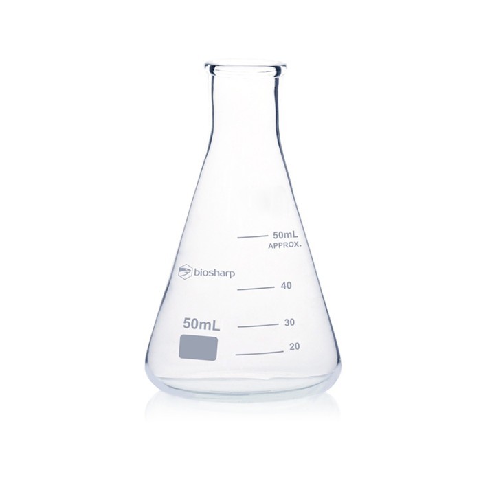 BIOSHARP THIN NECK TRIANGULAR FLASK GRADUATED 50ML100ML250ML500ML1000ML MODEL BS-ELF ERLENMEYER FLASK