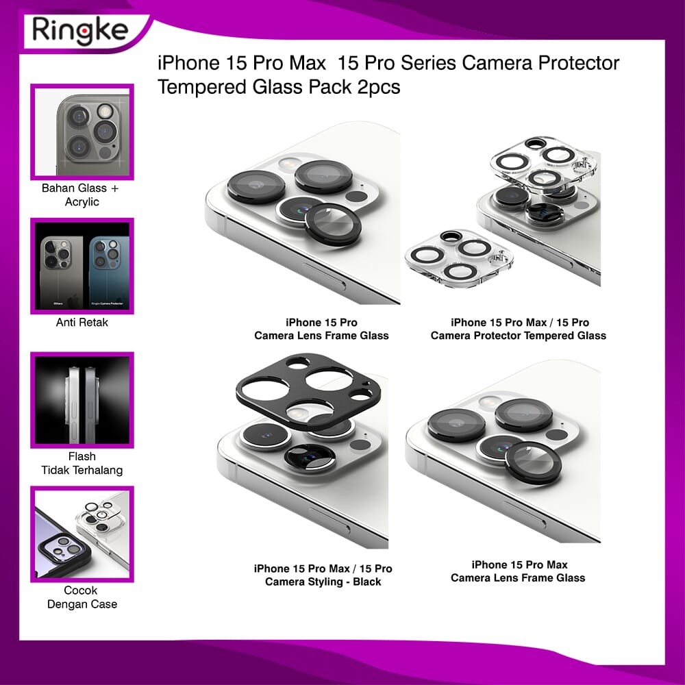 Ringke iPhone 15 Pro Max /Pro Camera Protector Glass Styling Len Frame