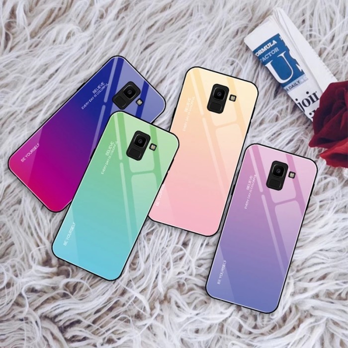 KOMPLIT Gradient Glass Case Samsung Galaxy A8 2018 A82018 Softcase Casing HP