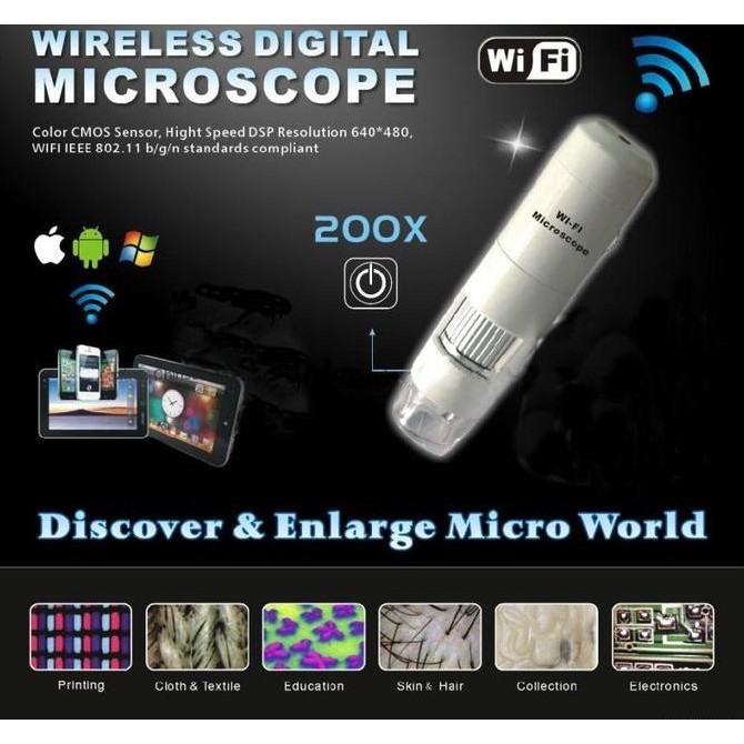Wifi Wireless Microscope 200X Ios Iphone Ipad Android Smartphone Co