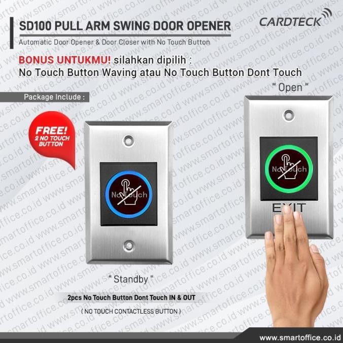 Automatic Swing Door Opener Pintu Kayu Kaca Touchless System Pull Arm