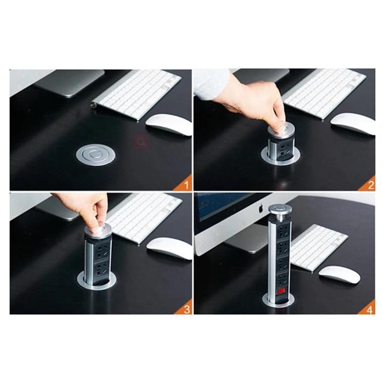 Stop Kontak Pull Pop UP 3 Electric Plug Socket + 2 USB Port EU Plug