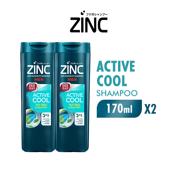 Zinc Men Shampoo Active Cool Botol 2 x 170 mL