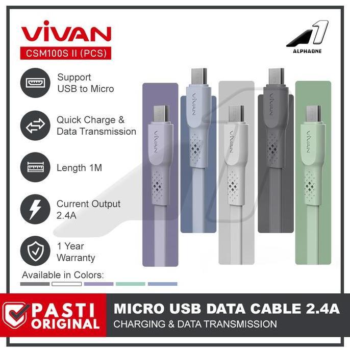 VIVAN Kabel Data Micro USB CSM100S Kabel Charger Casan HP Android