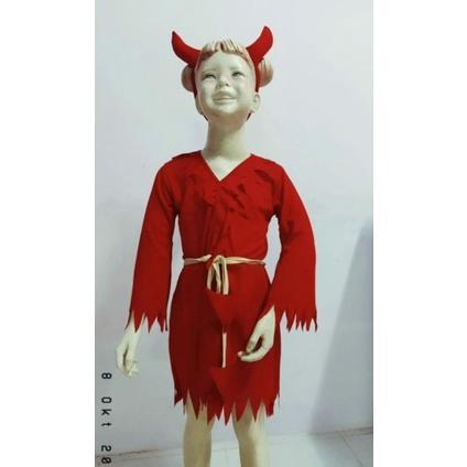 Diskon Red Devil Hallowen Costume Setan Merah Anak