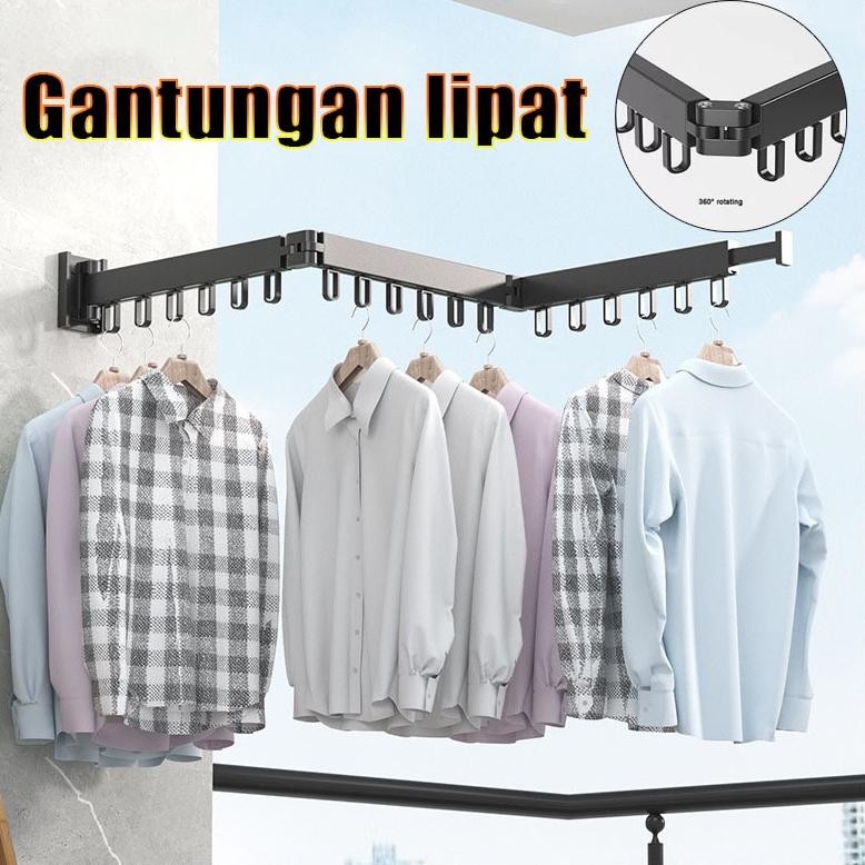 Folding Clothes Hanger Wall Mount Retractable Clothes Drying Rack 128CM