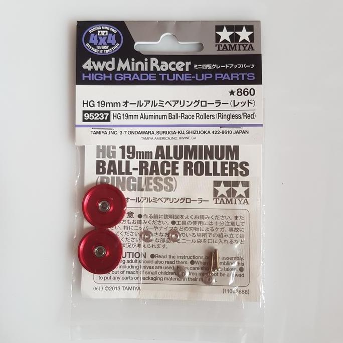 tamiya hg 19mm aluminum ball-race rollers (red)