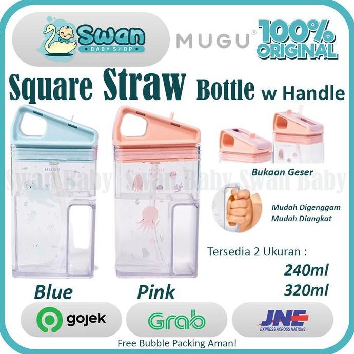 MUGU Square Straw Bottle With Handle