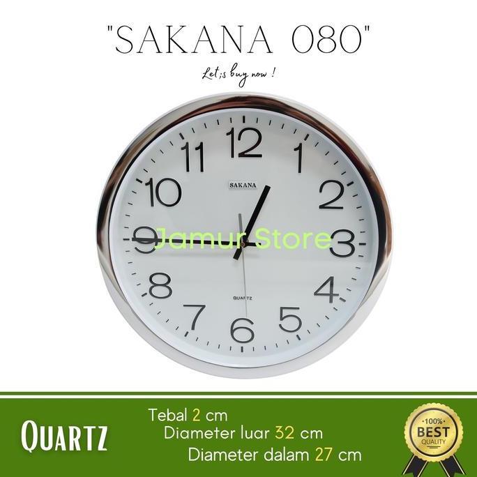 Jam Dinding Sakana - 080 Chrome Putih