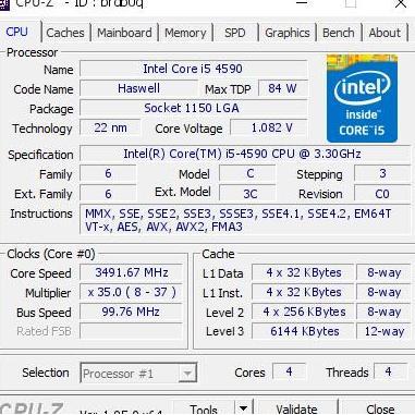 Rexar- Processor Intel Core I5 4590 - 3.3Ghz Socket 1150