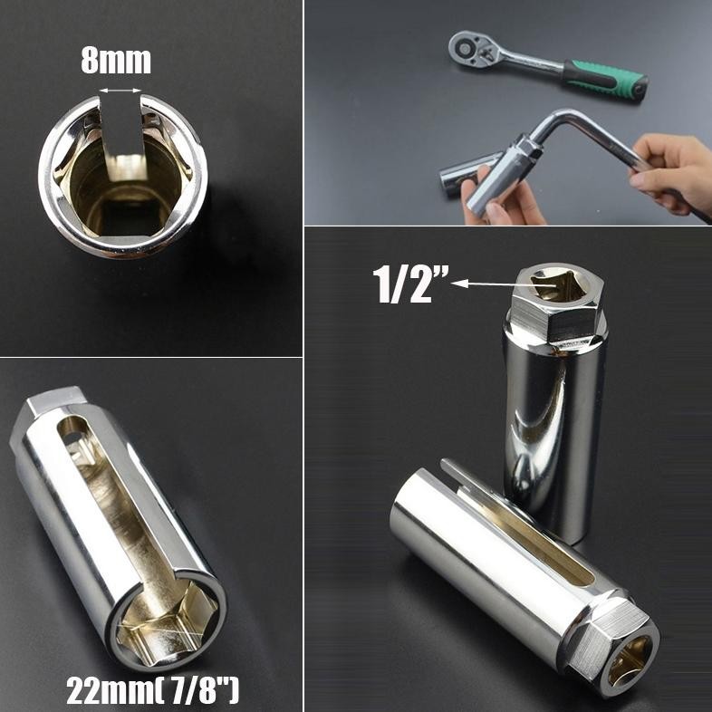 CROWHEX- 8mm 1/2 Drive Car Lambda Oxygen Sensor Socket O2 Wrench Offset Removal Installation Tools Car Accessories