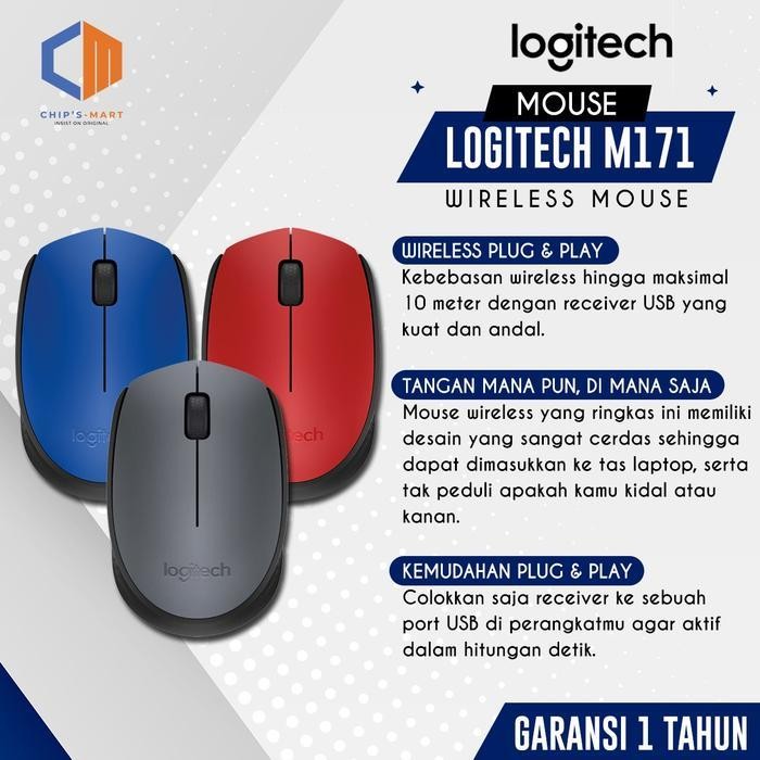 LOGITECH M171 Mouse WIreless Bold Color 100% original