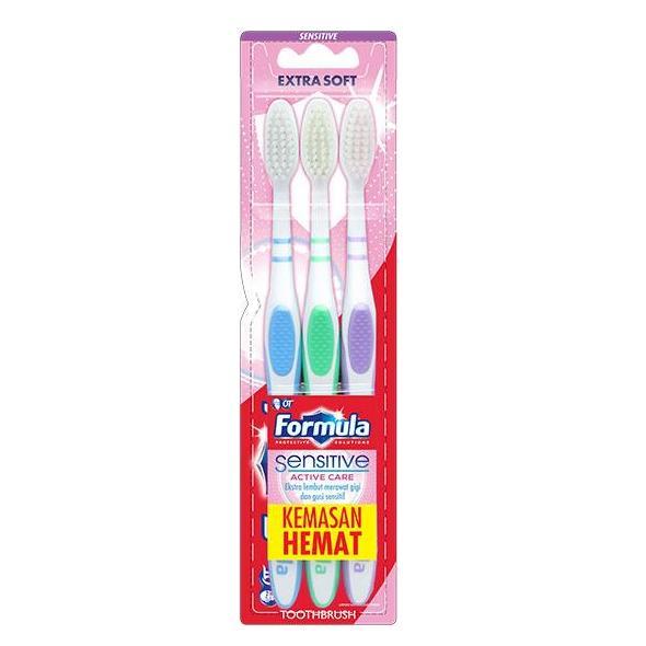 Tooth- New- Formula Tooth Brush Sensitive Active Triple Pack - Sikat Gi