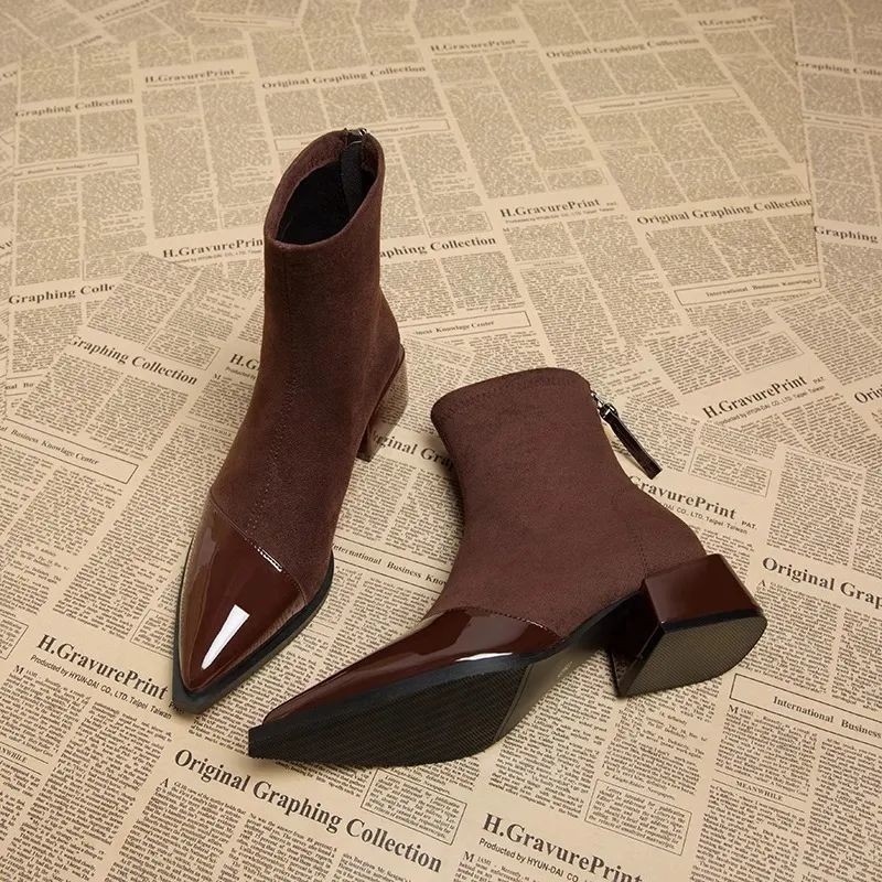 Elegant Pointed Toe Simple Short Boots