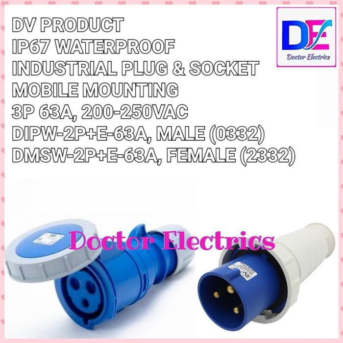 DV IP67 WATERPROOF MOBILE MOUNTING PLUG & SOCKET DIPW DMSW 2P+E 3P 63A