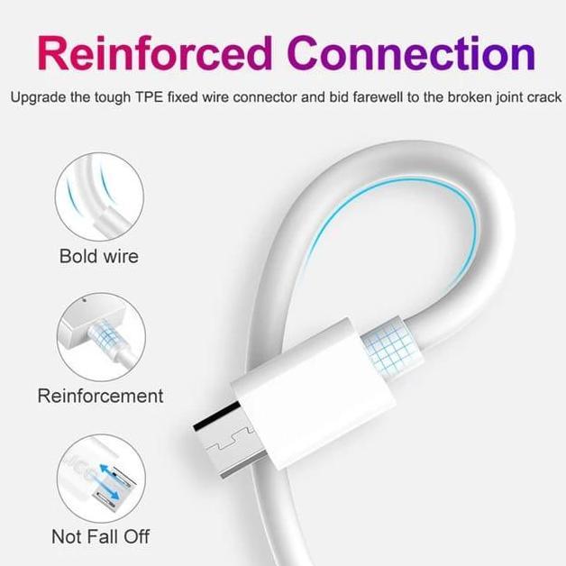 Kabel Data Micro USB 80cm White Compatible For Oppo Fast Charger - Cable