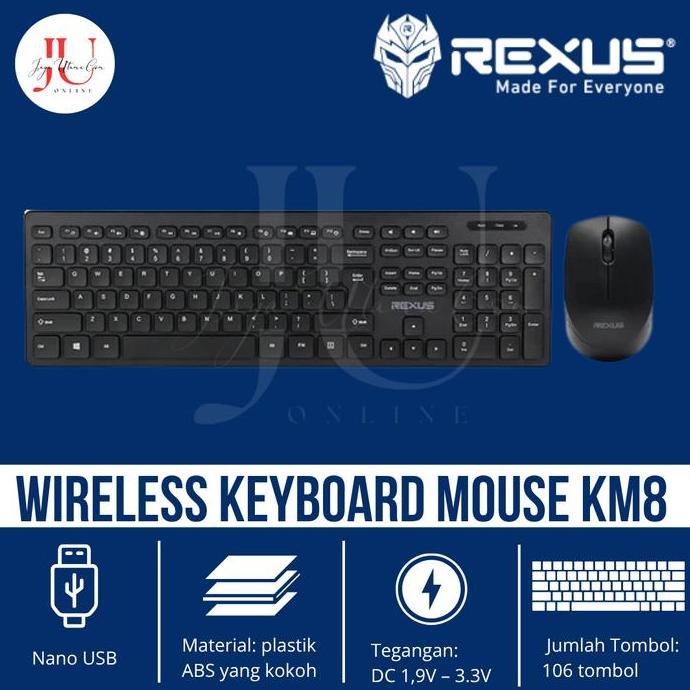 Jaminbos- Keyboard Mouse Rexus Wireless Km8 Combo Original