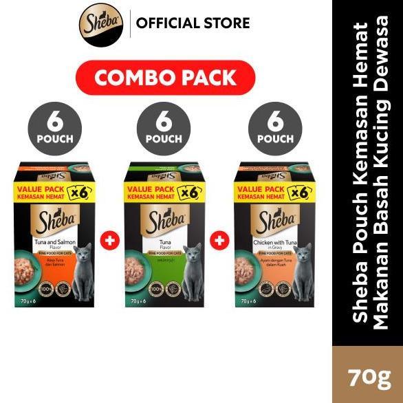 Sheba Pouch Value Pack Makanan Kucing Basah Multivariant 70 gr - 3 Box