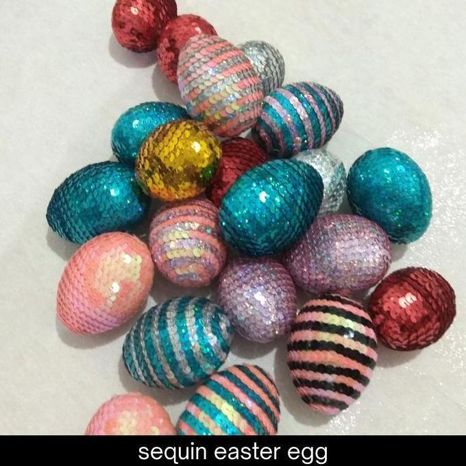 monggo] telur paskah hias  payet sequin easter egg