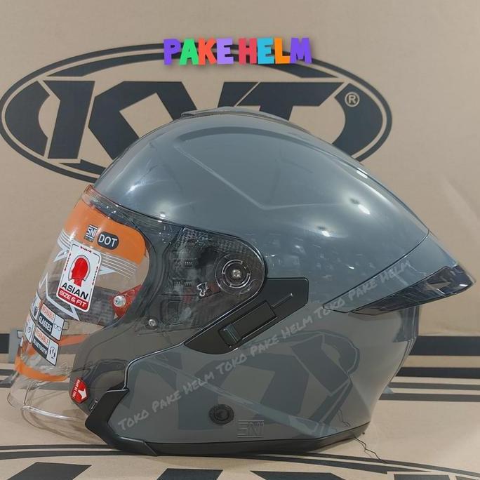 BEBAS ONGKIR - HELM INK TERRA 2 SOLID GORILLA GREY HALF FACE DOUBLE VISOR
