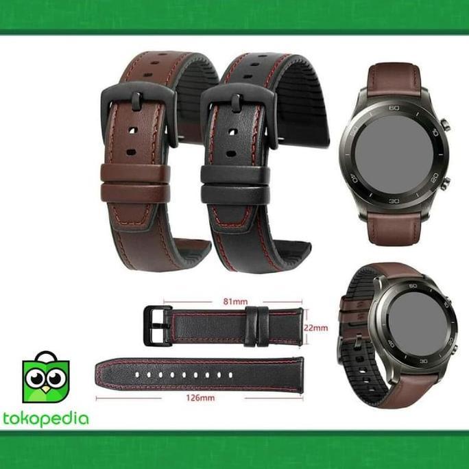 PREMIUM LEATHER RUBBER STRAP SMARTWATCH TICWATCH PRO / E2 / S2 22mm