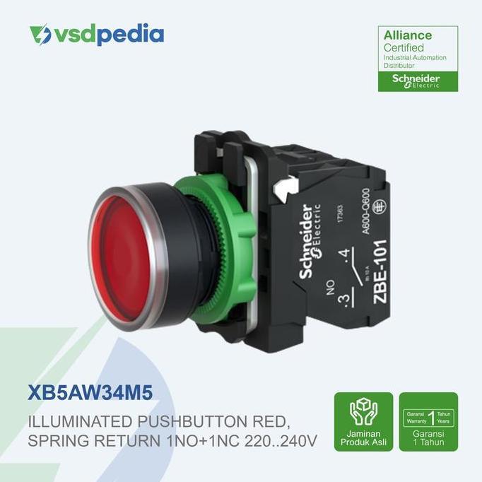 SCHNEIDER ILLUMINATED PUSHBUTTON XB5AW34M5