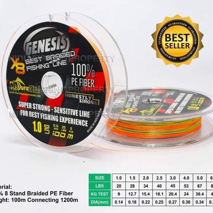 senar braid pe duraking genesis x8 100 meter