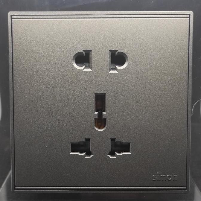Murah Simon E6 Grey Universal Socket / Multi Socket Dan 2 Pin Socket