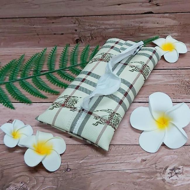 Technozio Tempat Tissue Travel Motif Garis Cream