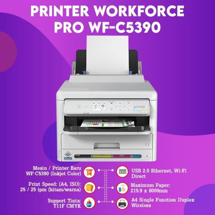 Printer WF-C5390 Single Function - WiFi Duplex WorkForce Pro C5390 Pigment Bergaransi