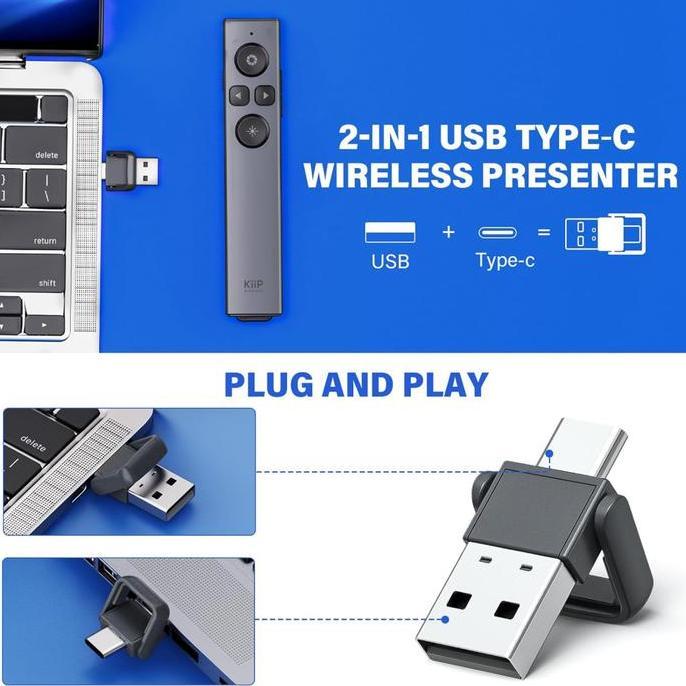 Vabene- Kiip Lg12 Smart  Laser Pointer 2-In-1 Type-C And Usb Receiver Presenter Pointer