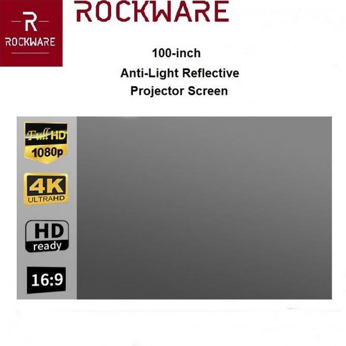 Rockware 100-Inch Anti-Light Reflective Projector Screen