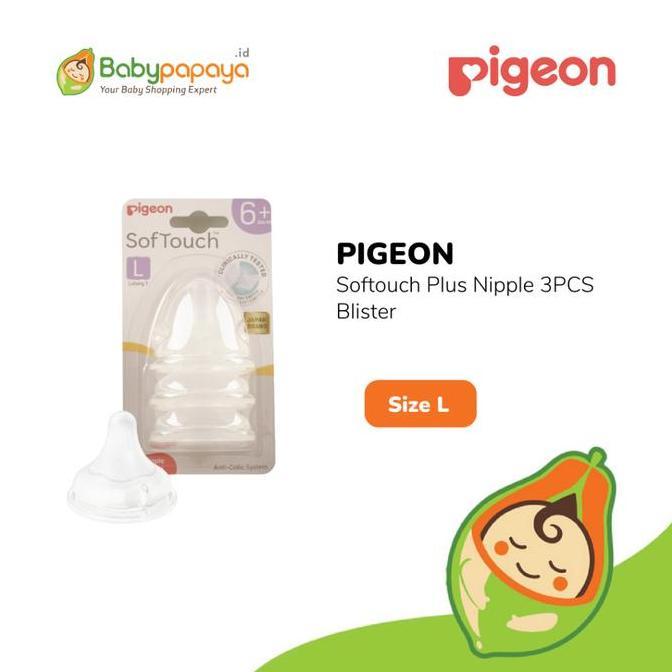 PIGEON SOFTOUCH PLUS NIPPLE 3PCS BLISTER L