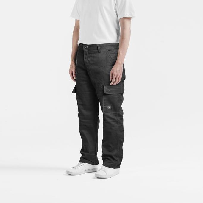 Calca- Animous Celana Pria Cargo Panjang Basic Katun Hitam