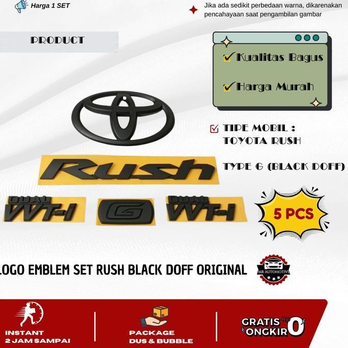 LOGO EMBLEM SET RUSH BLACK DOFF ORIGINAL DISKON