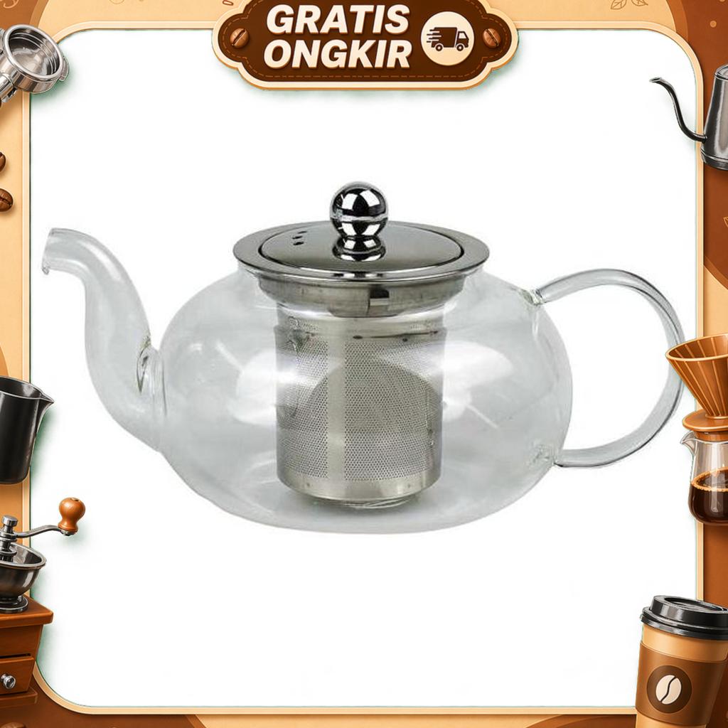 Tea Pot Maker Teko Teh Saringan Stainless 600 Ml