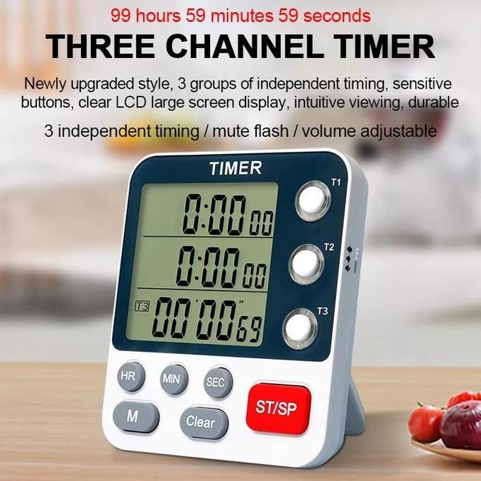 AVPRO YS318 3-channels Kitchen Timer 100 Hours Countdown Timer LS