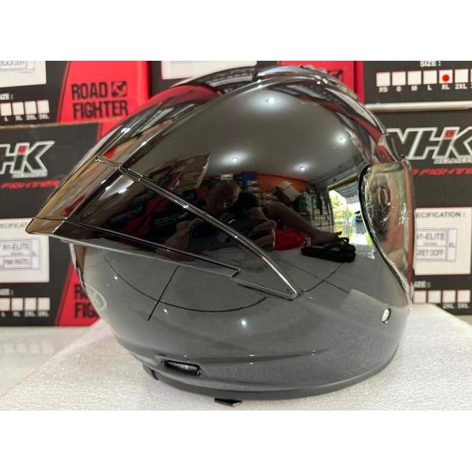 TERBARU - HELM NHK N1 ELITE SOLID BLACK GLOSSY
