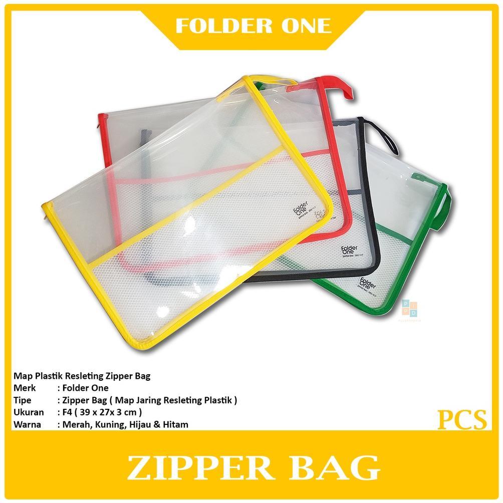 FOLDER ONE - Zipper Bag Map Plastic Ukuran Folio - Pcs