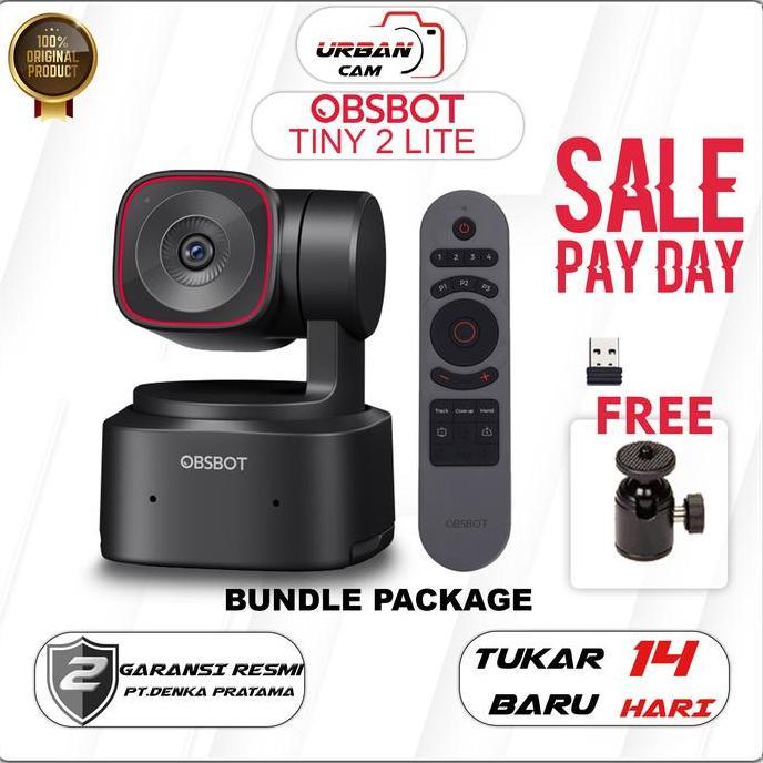 HARGA DISC - OBSBOT Tiny 2 Lite AI-Powered 4K PTZ Webcam With Remote Control / OBSBOT TINY2 LITE