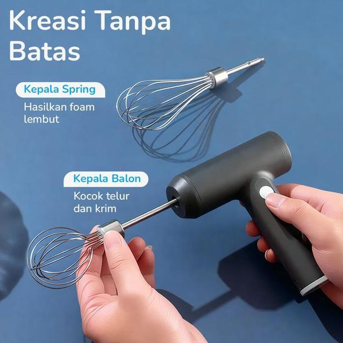 BITESKY1 BTH Mixer Tangan Mini Electric Whisk Wireless Multi Function - HMF20