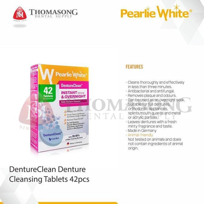 Cod,Bisa- Denture Clean Tablets 42Pcs Pearlie White